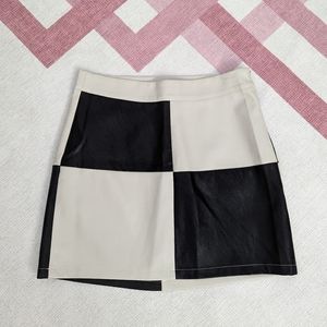 NWT Le Lis Fake Leather Checkered Mini Skirt